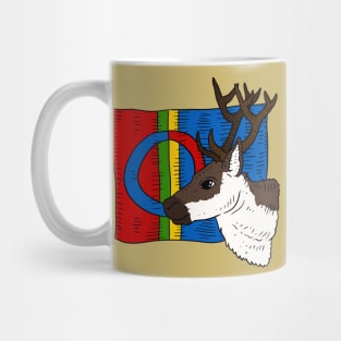 flag of the sami people, hand drawn. with a reindeer. Mug